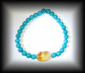 BRACELET TURQUOISE+CITRINE2( 15 gr/élastique)