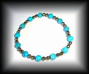 BRACELET TURQUOISE PYRITE ( 15gr/élastique)