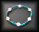 BRACELET TURQUOISE+PIERRE DE LUNE( 12gr/élastique)